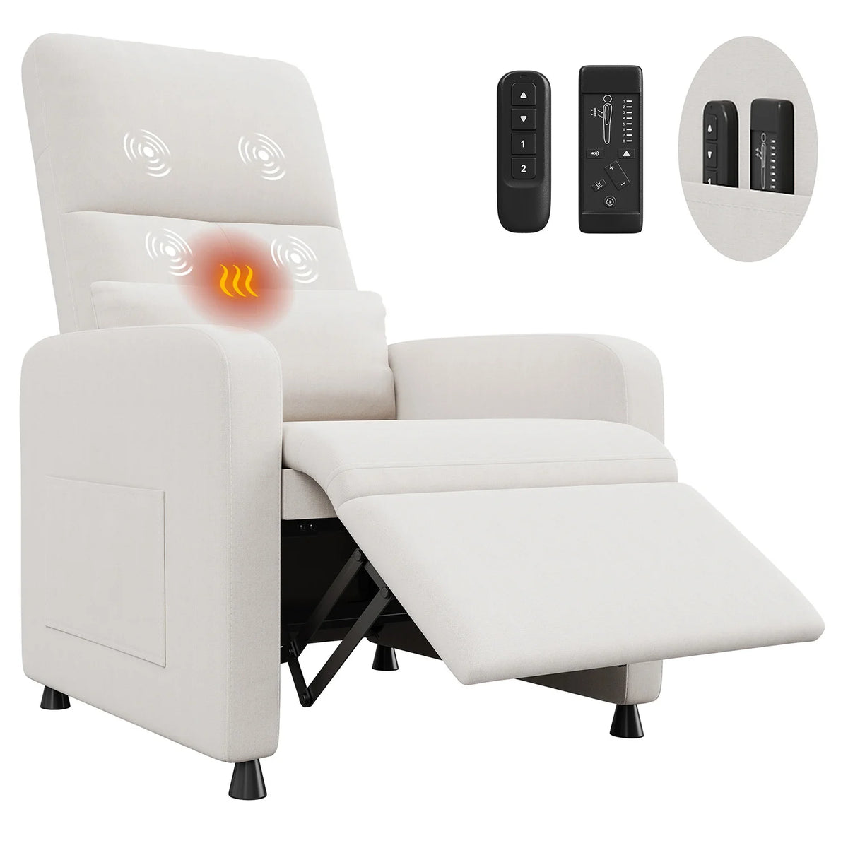 Relaxsessel NOVALUX Elektrisch Massagesessel mit Wärme USB Liegefunktion Grau