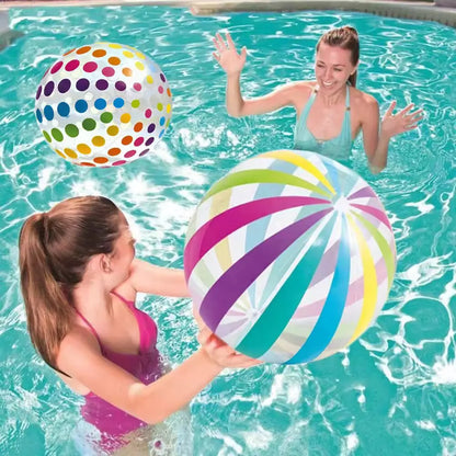 1 x bunt gestreifter, transparenter, aufblasbarer Strandball für Pool-Partyspiele – lustiger und lebendiger Ball für Outdoor-Aktivitäten