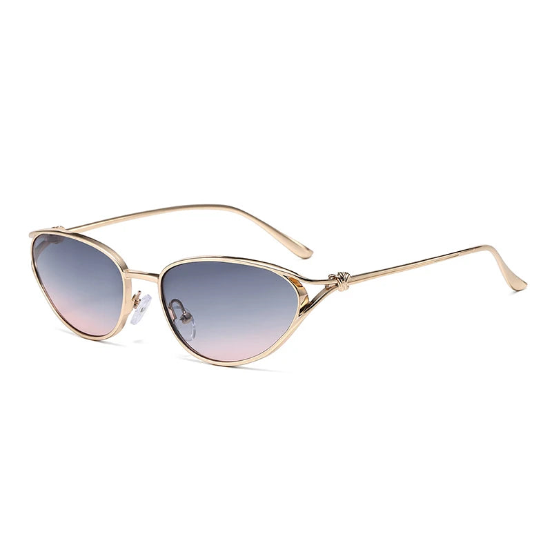 Retro-Sonnenbrille aus Metall mit Katzenaugen-Design für Damen, modische Farbverlaufsbrille, UV400