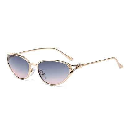 Retro-Sonnenbrille aus Metall mit Katzenaugen-Design für Damen, modische Farbverlaufsbrille, UV400
