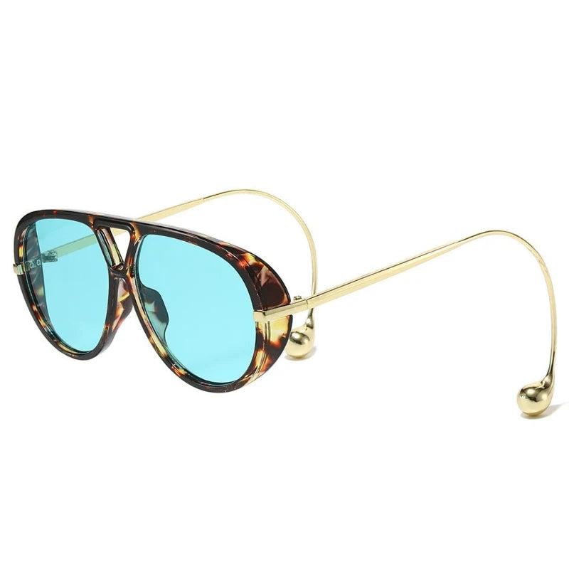 Oversize Pilotensonnenbrille Damen Oval UV400 Retro Punk Vintage Trend