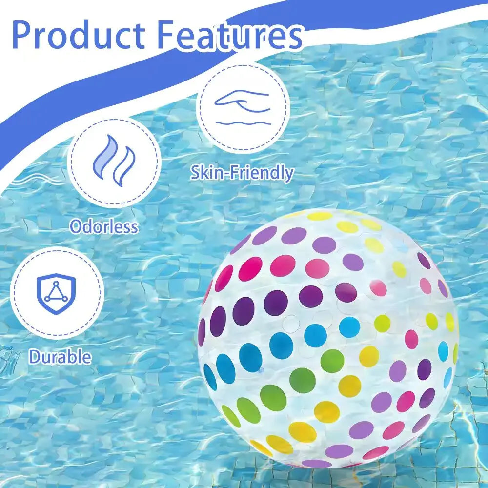 1 x bunt gestreifter, transparenter, aufblasbarer Strandball für Pool-Partyspiele – lustiger und lebendiger Ball für Outdoor-Aktivitäten