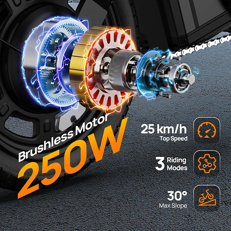 Kompaktes 14" Falt-E-Bike mit 250W & 48V Power für Stadt & Alltag