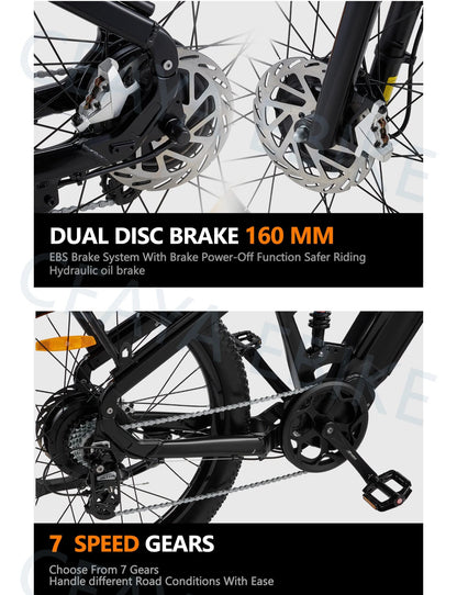 26-Zoll Power E-Mountainbike für Erwachsene 2000W Fat Tire E-Bike Dual Motor Hydraulic Brake - mit 36-monatiger Gewährleistung