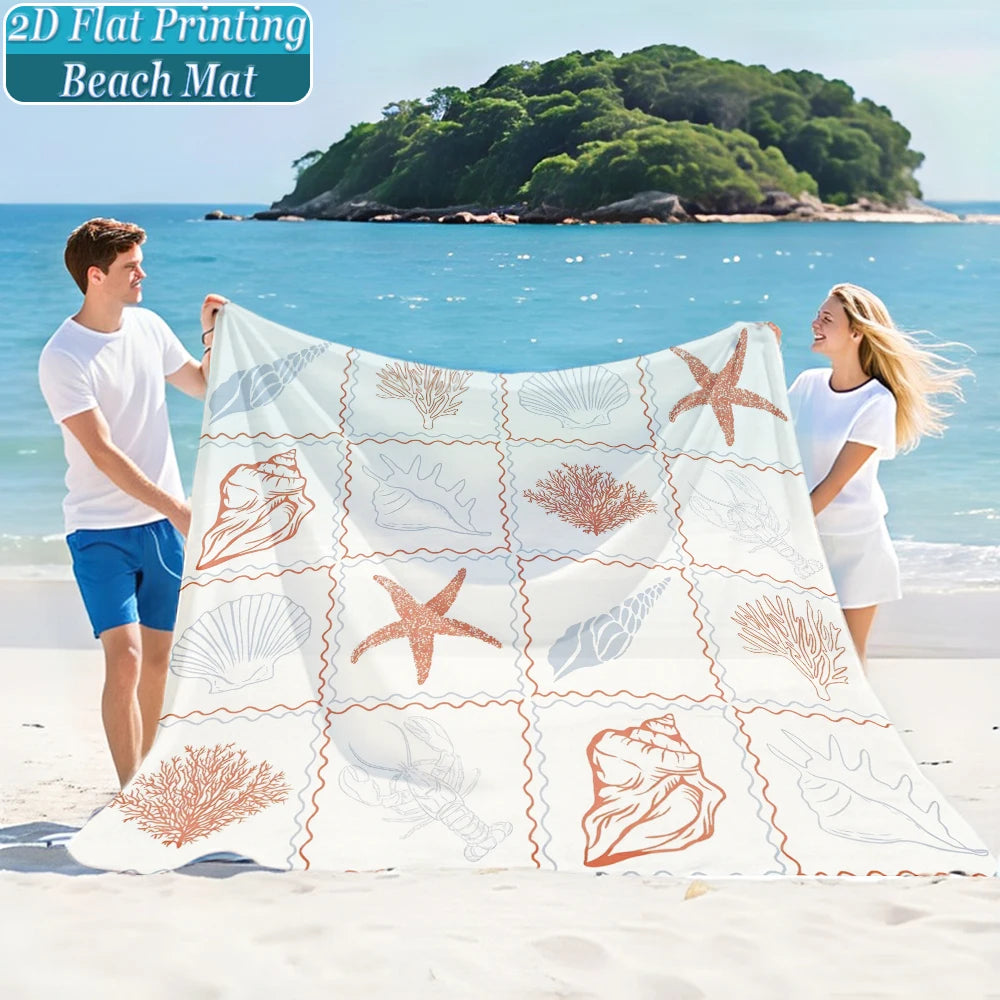 1-teiliges Set, Sommer-Strandmatte für draußen, inklusive 4 Bodenheringen, einzigartiges Druckdesign, lichtbeständig, leicht, schnell trocknend, einfach zu transportieren, wind- und sanddicht, modische und trendige Outdoor