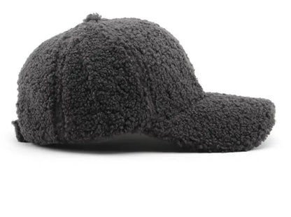 Baseball Cap warme Plüsch Kappe aus Kunstlammwolle | Verstellbare Mütze für Herbst & Frühling