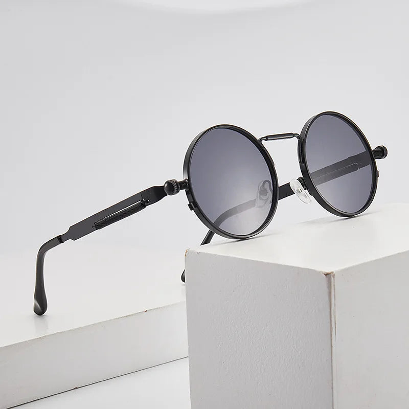 Damen Sonnenbrille Rund Metall Rahmen UV400 Retro Brille Unisex Outdoor