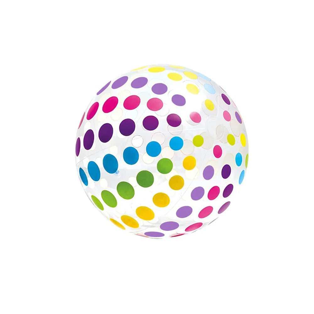 1 x bunt gestreifter, transparenter, aufblasbarer Strandball für Pool-Partyspiele – lustiger und lebendiger Ball für Outdoor-Aktivitäten
