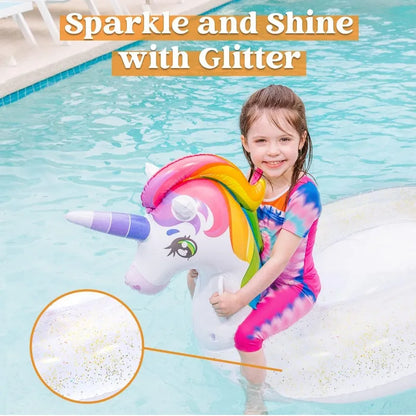 Einhorn Pool Schwimmreifen für Kinder, Aufblasbarer Schwimmring mit Griff – Poolring für Sommer
