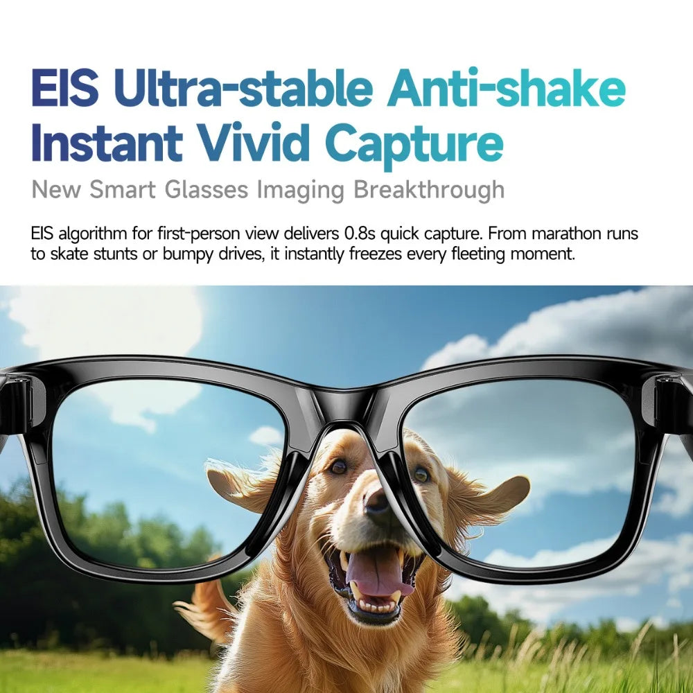 Intelligente Bluetooth-Brille mit Kamera, Videoaufnahme, Sprachsteuerung & KI-Übersetzung. Für Alltag & Action