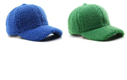 Baseball Cap warme Plüsch Kappe aus Kunstlammwolle | Verstellbare Mütze für Herbst & Frühling