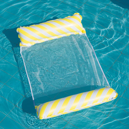 Faltbarer, gestreifter, aufblasbarer Loungesessel, geeignet für Schwimmbadpartys und schwimmende Strandbetten mit Netzrückenlehne