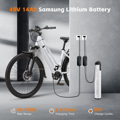 PURE UNICORN 500W Mid Drive Ebike 27,5 Zoll 35 km/h Drehmomentsensor Elektrofahrrad 48V 14Ah Samsung Batterie Rennrad für Frauen