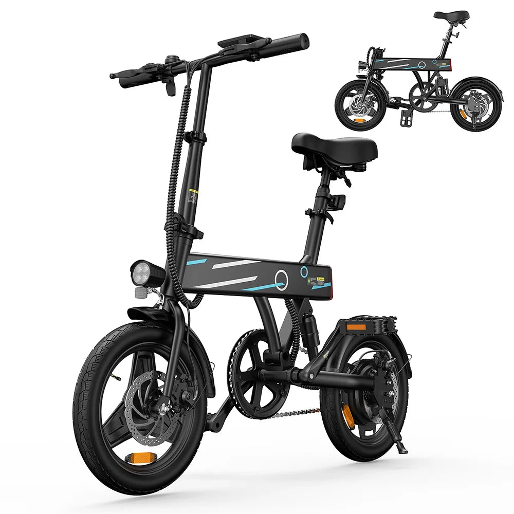E-Bike – 14" Faltbares Elektrofahrrad mit 250W Motor 36 V / 7,5 Ah, LCD-Display | Citybike bis 25 km/h