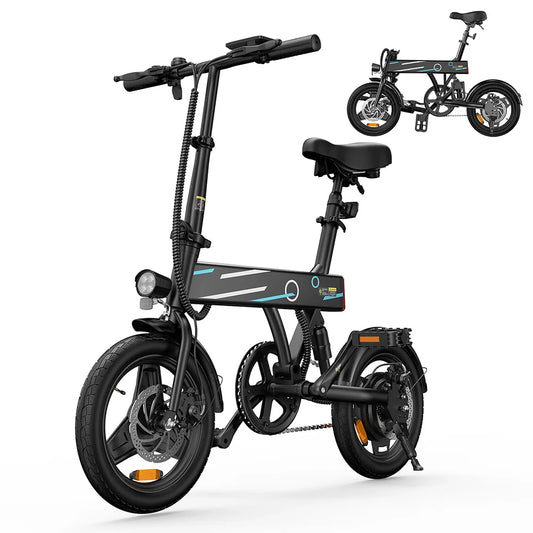 E-Bike – 14" Faltbares Elektrofahrrad mit 250W Motor 36 V / 7,5 Ah, LCD-Display | Citybike bis 25 km/h
