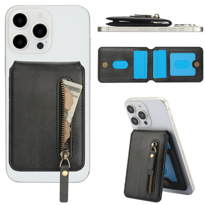 Magnetische Geldbörse Hülle mit Kartenhalter & Reißverschluss – kompatibel mit iPhone 16 Pro Max / 15 / 14 / 13 / 12 (MagSafe)