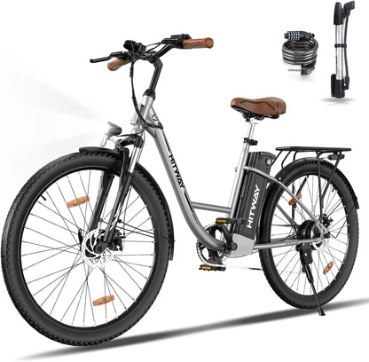 E-Bike 28 Zoll City- & Trekkingfahrrad 250W Motor, 36V 13Ah Akku (bis 90 km Reichweite) mit LCD-Display, 7-Gang Shimano & Stoßdämpfung
