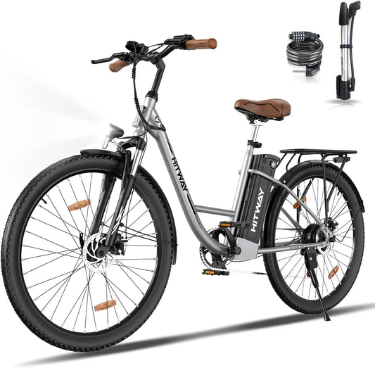 E-Bike 28 Zoll City- & Trekkingfahrrad 250W Motor, 36V 13Ah Akku (bis 90 km Reichweite) mit LCD-Display, 7-Gang Shimano & Stoßdämpfung