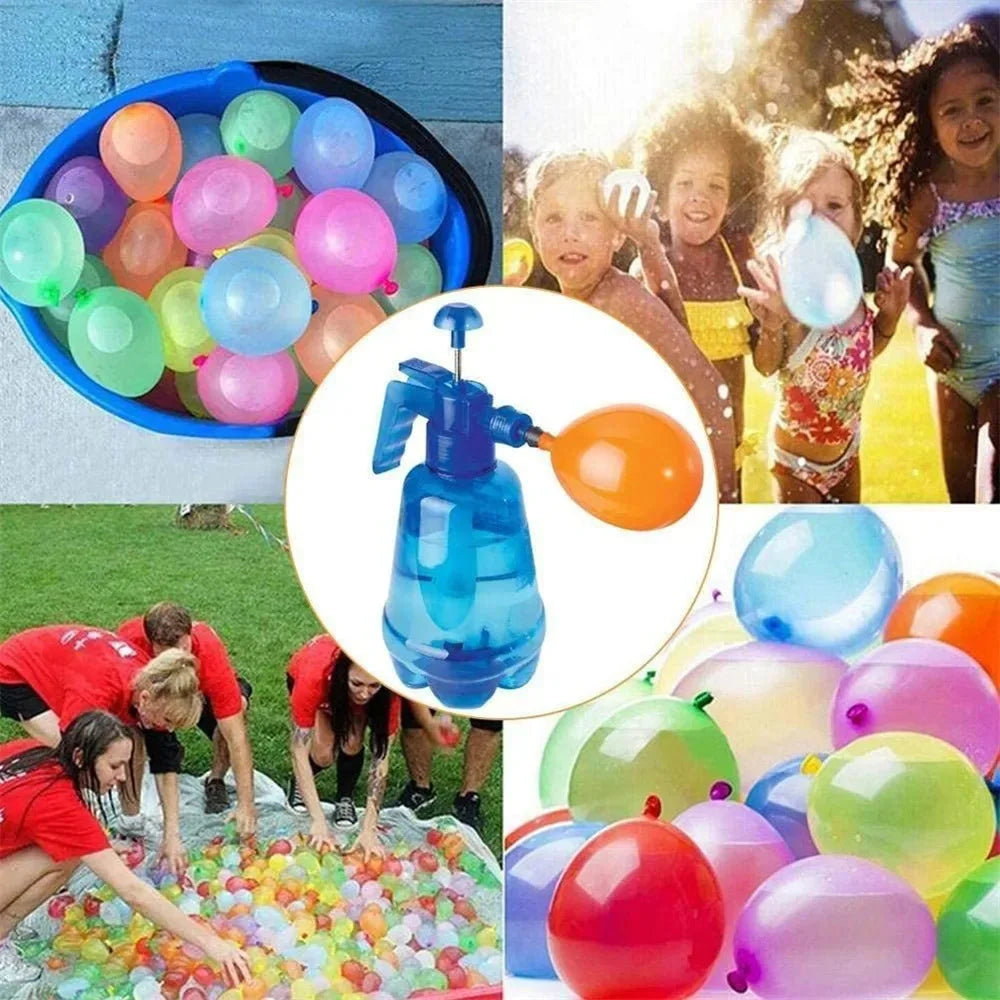 Tragbare Luft-Wasser-Bomben-Ballonpumpe mit Luftballons für Kinderpartys, Outdoor-Spielzeugballons (Pumpe und Luftballons, zufällige Farbe).