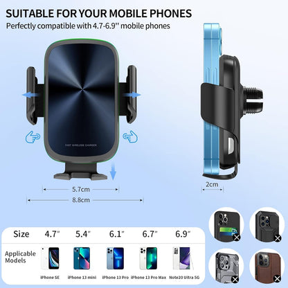 Auto Handyhalterung Mit Wireless Charger 15W, KFZ Halterung Für Smartphones