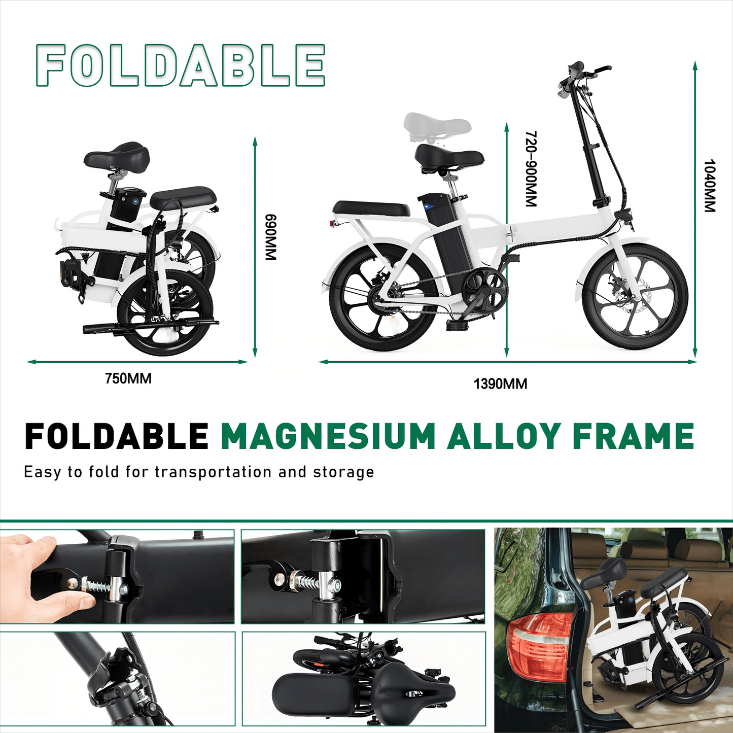 16-Zoll Faltbares E-Bike – 250W Motor | 36V 8,4Ah Akku | City Pedelec bis 25 km/h | 60 km Reichweite