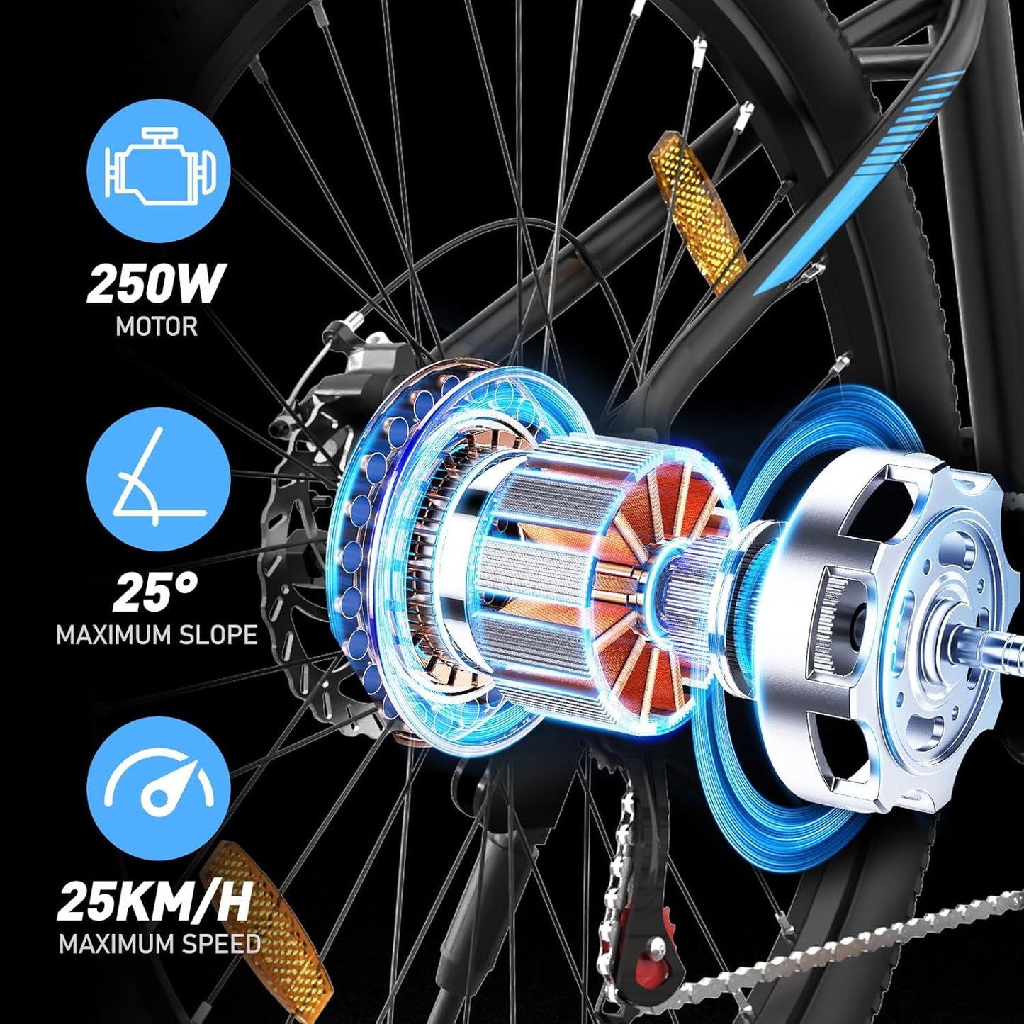 26" E-Mountainbike mit 250W Motor, 7-Gang – ideal für Stadt und Gelände - mit 36-monatiger Gewährleistung