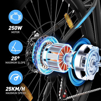 26" E-Mountainbike mit 250W Motor, 7-Gang – ideal für Stadt und Gelände - mit 36-monatiger Gewährleistung