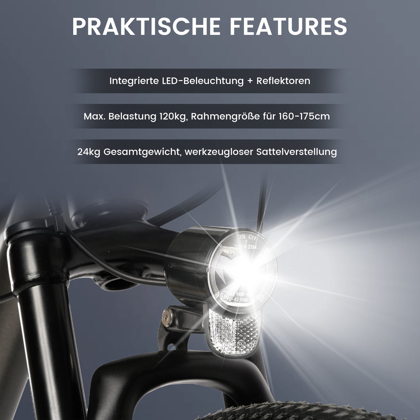 27,5" E-Mountainbike im sportlichen Design für Erwachsene, 36V 10.4Ah, 21-Gang