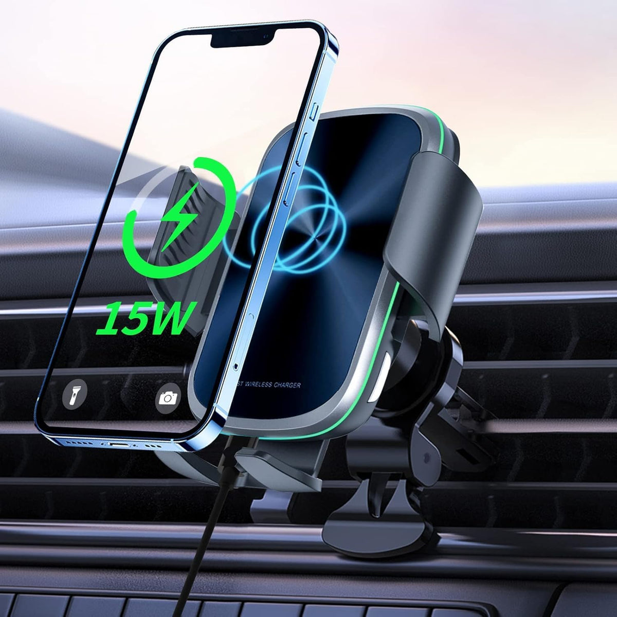 Auto Handyhalterung Mit Wireless Charger 15W, KFZ Halterung Für Smartphones