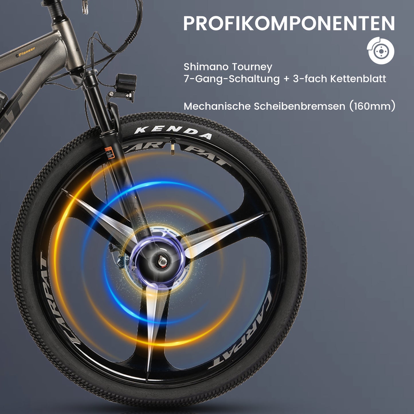27,5" E-Mountainbike im sportlichen Design für Erwachsene, 36V 10.4Ah, 21-Gang