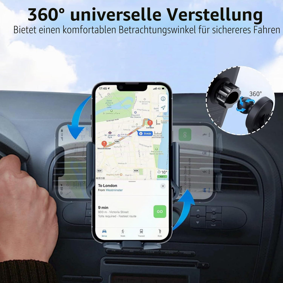 Auto Handyhalterung Mit Wireless Charger 15W, KFZ Halterung Für Smartphones