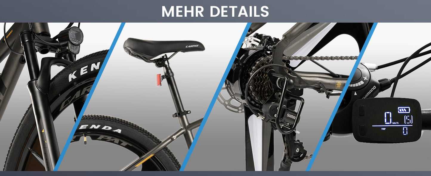 27,5" E-Mountainbike im sportlichen Design für Erwachsene, 36V 10.4Ah, 21-Gang