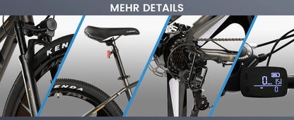 27,5" E-Mountainbike im sportlichen Design für Erwachsene, 36V 10.4Ah, 21-Gang